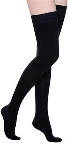 img 3 attached to 🧦 Premium Thigh High Compression Socks: 20-30 mmHg Support with Silicone Band