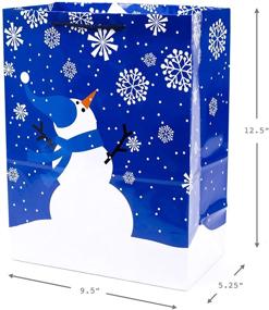 img 3 attached to 🎁 Hallmark 13-inch Large Holiday Gift Bags (2-Pack): Blue Trees and Snowman Designs for Kids, Grandchildren, Coworkers, Winter Birthday Celebrations