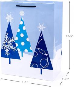 img 2 attached to 🎁 Hallmark 13-inch Large Holiday Gift Bags (2-Pack): Blue Trees and Snowman Designs for Kids, Grandchildren, Coworkers, Winter Birthday Celebrations