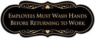 signs bylita designer employees must wash hands before returning to work sign(black gold) - medium logo