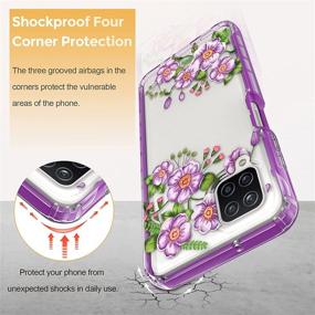 img 1 attached to 🌸 JXVM Samsung Galaxy A12 Case with Built-in Screen Protector - Clear Floral Design, Shockproof TPU Slim Rugged Flower Cover Phone Case for Women and Girls - Primula/Purple (2 Items)