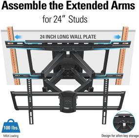 img 3 attached to 📺 Mounting Dream Full Motion TV Mount for 42-70 Inch TVs - Adjustable Swivel, Tilt and Articulating Dual Arms - Supports up to 100 lbs - Max VESA 600x400mm - Fits 16&#34;, 18&#34;, 24&#34; Studs - Model MD2617-24K