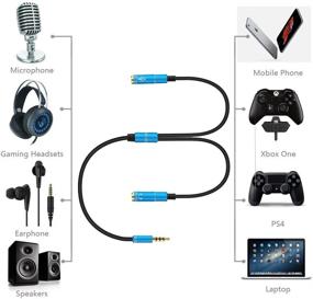 img 3 attached to Headset Adapter Y Splitter 3.5mm Jack Cable for Gaming Headset, PS4, Xbox One - With Separate Mic and Audio Headphone Connectors - Compatible with Notebook, Mobile Phone, Tablet - 30CM/12 Inch