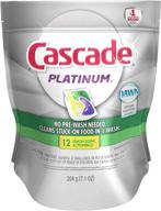 🍋 cascade platinum actionpacs lemon burst scent dishwasher detergent - 12 count, 7.1 oz: powerful cleaning for sparkling dishes logo