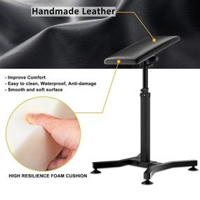 img 3 attached to 🖤 Premium Black Leather Tattooing Armrest: Super Thick Foam, 360° Rotation, 180° Tilt, Silent Non-Slip Base, Adjustable Height Stand