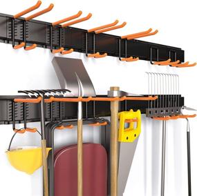 img 4 attached to 🧹 Mayyol Reinforced Garage Organizer Rack - Efficient Wall Mount Lawn Tool Storage Solution for Garden Tools, Bikes, Folding Chair, Ski - Max Load 450bls, Orange