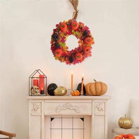 img 1 attached to 🍂 Joy Bang Mini Artificial Pumpkins with Lifelike Maple Leaves, Pine Cones, Acorns - Perfect Fall Thanksgiving Home Decorations