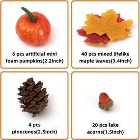 img 3 attached to 🍂 Joy Bang Mini Artificial Pumpkins with Lifelike Maple Leaves, Pine Cones, Acorns - Perfect Fall Thanksgiving Home Decorations