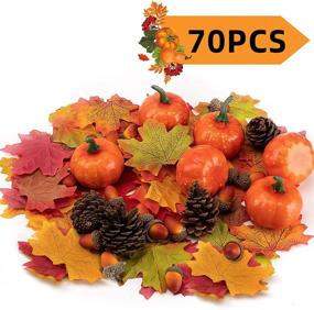 img 2 attached to 🍂 Joy Bang Mini Artificial Pumpkins with Lifelike Maple Leaves, Pine Cones, Acorns - Perfect Fall Thanksgiving Home Decorations