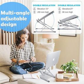 img 1 attached to 🎒 Adjustable Height Portable Laptop Stand - MacBook Pro, Laptop Desk, Computer Stand, Riser - Travel-Friendly, Foldable Design - Ideal Gift for Laptop Users