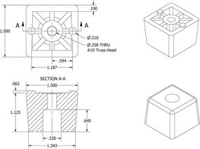 img 2 attached to 🦶 Premium USA-Made 4-Pack Heavy-Duty Rubber Feet Bumpers for Furniture Tables Chairs - Non Marking, Large Cube Square - 1.125" H X 1.500" W