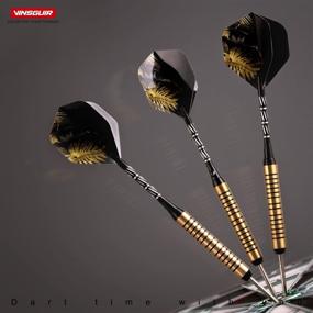 img 2 attached to 🎯 VINSGUIR Steel Tip Darts Set - 22g Brass Barrels, Professional Metal Tip Set for Dartboard, Aluminum Shafts, O Rings, Flights, Protector, Dart Sharpener Case Holder - 6-Pack