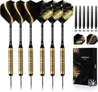 🎯 vinsguir steel tip darts set - 22g brass barrels, professional metal tip set for dartboard, aluminum shafts, o rings, flights, protector, dart sharpener case holder - 6-pack логотип