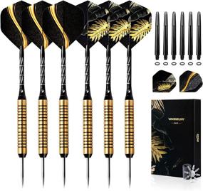 img 4 attached to 🎯 VINSGUIR Steel Tip Darts Set - 22g Brass Barrels, Professional Metal Tip Set for Dartboard, Aluminum Shafts, O Rings, Flights, Protector, Dart Sharpener Case Holder - 6-Pack