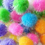 🐾 tech-p glitter sparkle balls - my cat's favorite toy - tinsel pom poms - assorted colors - 1.6 inch 40mm with glitter - 200 pack + 1 pcs tech-p coaster логотип