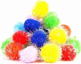 img 3 attached to 🐾 TECH-P Glitter Sparkle Balls - My Cat's Favorite Toy - Tinsel Pom Poms - Assorted Colors - 1.6 Inch 40mm with Glitter - 200 Pack + 1 PCS TECH-P Coaster