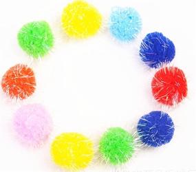 img 1 attached to 🐾 TECH-P Glitter Sparkle Balls - My Cat's Favorite Toy - Tinsel Pom Poms - Assorted Colors - 1.6 Inch 40mm with Glitter - 200 Pack + 1 PCS TECH-P Coaster