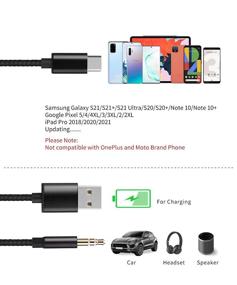 img 2 attached to 🔌 USB C to 3.5mm Aux Cable - Azddur 2-in-1 USB C to 3.5mm Car Aux Headphone Jack Cable and Charging Cable. Compatible with Pixel 5/4/4XL/3/3XL, Samsung Galaxy S21/S20+/Note 10/10+ & More (Black)