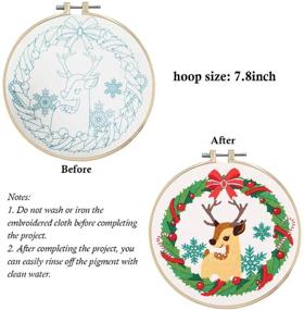 img 2 attached to 🎄 Beginner-friendly Nuberlic Christmas Embroidery Kit with Elk Circle Pattern - Perfect Xmas Gift for Cross Stitch Enthusiasts!