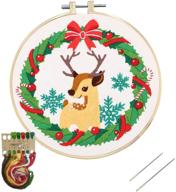 🎄 beginner-friendly nuberlic christmas embroidery kit with elk circle pattern - perfect xmas gift for cross stitch enthusiasts! logo