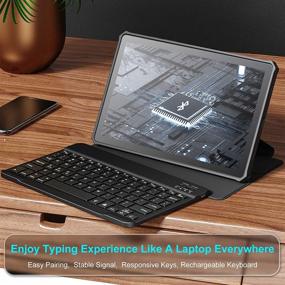img 1 attached to Чехол со встроенной подсветкой и клавиатурой Infiland для планшета Samsung Galaxy Tab A7: многоугольный и совместим с беспроводной передачей данных.