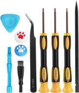 🔧 nintendo switch screwdriver kit - 10 in 1 pro s2 steel triwing y00 repair tool set with thumb caps, tweezers, cleaning brush, opening accessories for switch/switch lite joy-con controller logo