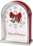🎄 howard miller songs of christmas table clock 645-820: festive silver arch with red marble tone sides, decorative silver bells, holiday carol chimes, quartz movement logo