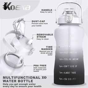 img 1 attached to Koeka 64oz Fitness Water Bottle With Motivational Time Marker & Handle, BPA Free Sports Water Jug for Daily Hydration, Gym, Outdoor Sports - White+Gray