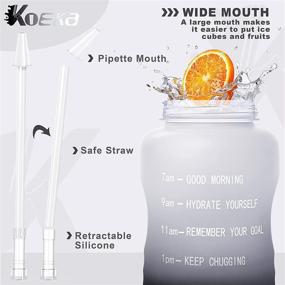 img 2 attached to Koeka 64oz Fitness Water Bottle With Motivational Time Marker & Handle, BPA Free Sports Water Jug for Daily Hydration, Gym, Outdoor Sports - White+Gray