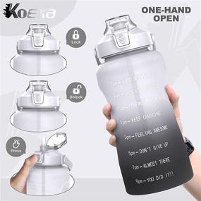 img 3 attached to Koeka 64oz Fitness Water Bottle With Motivational Time Marker & Handle, BPA Free Sports Water Jug for Daily Hydration, Gym, Outdoor Sports - White+Gray