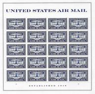 ✉️ jenny airplane stamp: blue color forever sheet of 20 postage stamps, scott 5281 logo