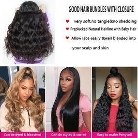 img 1 attached to 🌊 Brazilian Body Wave Bundles with Closure (16 18 20+14 T-Part Closure, 350g) - High Quality 9A Brazilian Hair Bundles with HD Closure - Human Hair Weave Bundle with 4x4x1 Middle Part Lace Closure