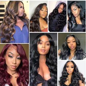 img 2 attached to 🌊 Brazilian Body Wave Bundles with Closure (16 18 20+14 T-Part Closure, 350g) - High Quality 9A Brazilian Hair Bundles with HD Closure - Human Hair Weave Bundle with 4x4x1 Middle Part Lace Closure
