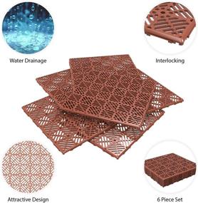 img 3 attached to 🔳 Pure Garden 50-147 Interlocking Tiles - Versatile Indoor/Outdoor Flooring 11.5 x 11.5”, Set of 6 (Terracotta) | Premium Quality & Easy Installation