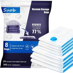 img 4 attached to 🧳 Suob 8 Pack Vacuum Storage Bags - Maximize Storage Space for Blankets, Pillows, Clothes and Bedding | Travel Compression Bags (4 Pack 28"x20", 4 Pack 24"x16")