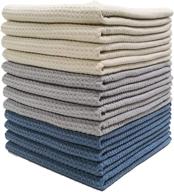 🧽 polyte premium microfiber kitchen dish hand towel waffle weave 12 pack - highly absorbent & versatile (16x28 in, dark blue, gray, off white) logo