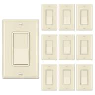 💡 high-quality pack of 10 almond bestten single pole decorator wall light switch with wall plate, ul listed - on/off rocker paddle interrupter, 15a 120/277v логотип