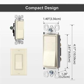 img 1 attached to 💡 High-quality Pack of 10 Almond BESTTEN Single Pole Decorator Wall Light Switch with Wall Plate, UL Listed - On/Off Rocker Paddle Interrupter, 15A 120/277V