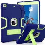 📱 cantis slim heavy duty shockproof rugged protective case with built-in stand for ipad 9th gen/8th gen/7th gen - suitable for ipad 10.2 inch 2021/2020/2019 - navy blue logo