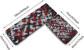 img 2 attached to 🧶 MGVDSES Cushioning Carpet Set of 2 - Non-Slip Kitchen Floor Mat and Carpet | Soft Flannel Area Running Carpet | Standing Mat Carpet | Geometric Black and Red
