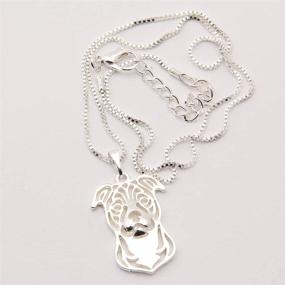 img 1 attached to 🐶 Sterling Silver American Staffordshire Pit Bull Dog Jewelry Set - Necklace and Dangle Earrings by Ginger Lyne. Puppy Dog Pet Pendant with Box Chain, Doggie Animal Paw Print Heart Accessories for Pit Bull Mom, Women, Girls, and Teens.