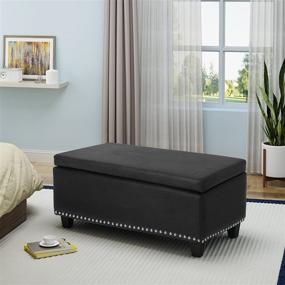 img 3 attached to Traditional Microfiber Storage Ottoman Black