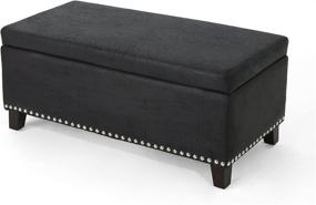 img 4 attached to Traditional Microfiber Storage Ottoman Black