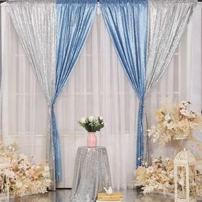 img 2 attached to 🎉 2-Pack Sequin Backdrop Curtain for Weddings, Parties, Birthdays - Eternal Beauty, Baby Blue (2FTx8FT)
