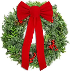 img 1 attached to 🎀 URATOT 6 Pack Red Velvet Christmas Bows - Festive Holiday Wreath Decoration, 9 x 16 Inches
