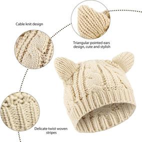 img 1 attached to 🐱 Cute CAT Kitty Ears Knitted Crochet Rib Hat for Women, Girls, Boys & Teens - UmbWorld Beanie Cap