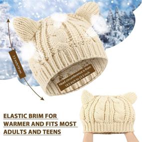 img 2 attached to 🐱 Cute CAT Kitty Ears Knitted Crochet Rib Hat for Women, Girls, Boys & Teens - UmbWorld Beanie Cap