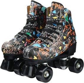 img 3 attached to 🛼 Classic High-top Womens Roller Skates: Stylish Four-Wheel Shiny Skates for Adult Youth Boys and Girls with Shoes Bag - Perfect for Outdoor Skating!