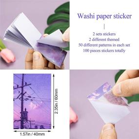 img 3 attached to 🎀 PAGOW 100-Piece Washi Stickers Set: 50 Pink Lovely Adhesive Scrapbook Stickers and 50 Purple Romantic Scenery Stickers for Journaling, DIY Decor, Diary, Album, Notebook, Arts and Crafts