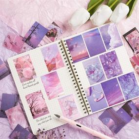 img 2 attached to 🎀 PAGOW 100-Piece Washi Stickers Set: 50 Pink Lovely Adhesive Scrapbook Stickers and 50 Purple Romantic Scenery Stickers for Journaling, DIY Decor, Diary, Album, Notebook, Arts and Crafts